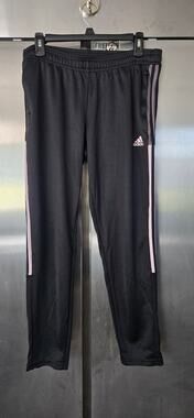 Adidas Women's Black Pink Stripe Track Pants Size L Primegreen